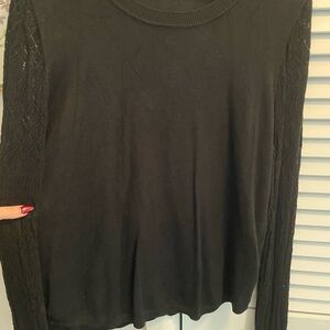 Lety & Me Black Lace Sleeve Women's Top